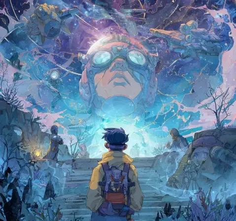 科幻题材作品封面，未来都市与飞船